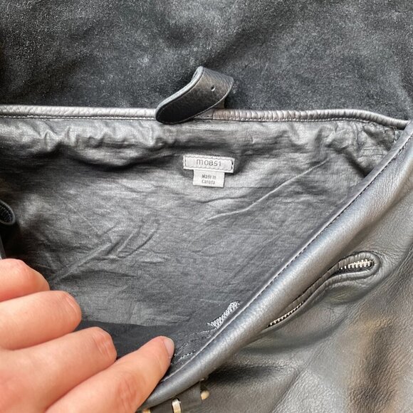 Vintage 90s M0851 Genuine Leather Handbag Purse Black - Picture 10 of 14